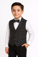 Boys Grey Herringbone Tweed