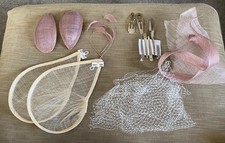 Bundle of Fascinator Bases/Additions, Clips, Short Feathers  (Dusky Pink/Ivory)