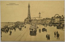 Vintage Blackpool Postcard Promenade Tower Tram Big Wheel Pier Posted 1911