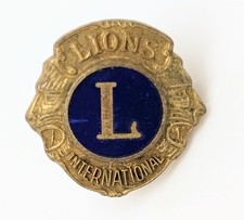 Vintage Lions International Enamel Pin Badge - Blue Good Condition