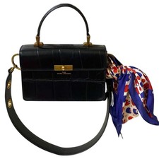 THE MARC JACOBS Downtown Embossed Leather Shoulder Bag with Scarf, Black, Women'