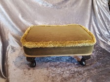 Vintage 1980's Green Upholstered  Low Foot Stool