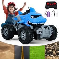 New Rc Monster Truck Shark Car With Spray Led Light, Gift Toy For Boys Children