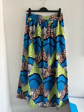 African Floral Print Casual A Line Maxi Skirt with Pockets Women's Size L