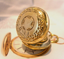 Pocket Watch Chain Sovereign Case Fob Antique 1910s Ornate Chunky Brass Fob