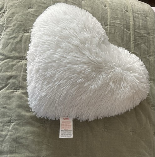 White fluffy heart cushion - fluffy,