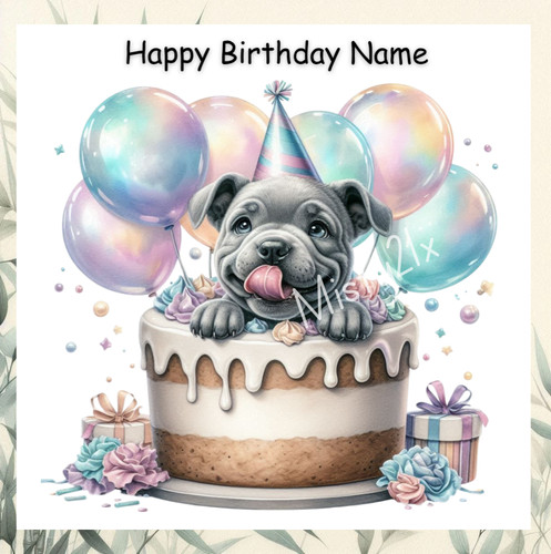 Personalised staffy greeting - staffy,