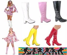 WOMENS FANCY DRESS PARTY GO GO BOOTS LADIES 1960s 1970s GOGO RETRO SIZE UK3 -UK8