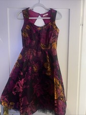 Joe Browns Beautiful Ladies Purple & Gold Fit&flare Dress UK10 ?