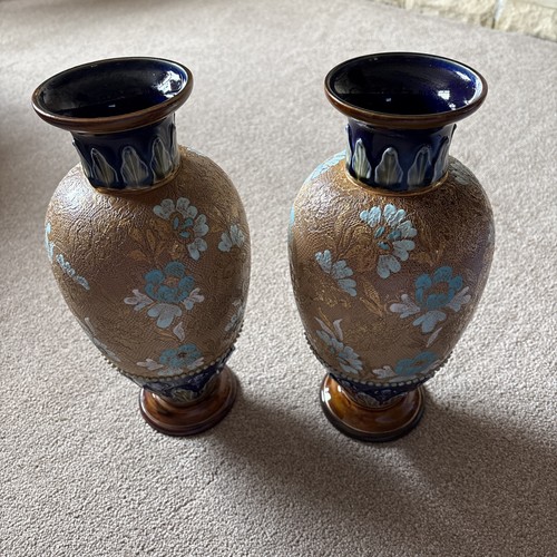 Pair doulton lambeth vases - lambeth,