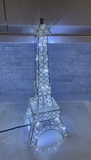 55cm Silver Metal Crystal Jewel Diamanté LED Eiffel Tower Paris Glam Table Lamp