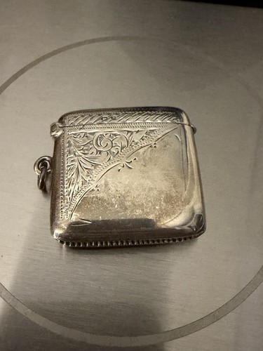 Solid silver vesta case - silver,