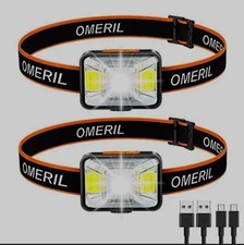TWIN PACK Rechargeable Head Torch Led Super Bright for Fishing, Camping,  Hiking
