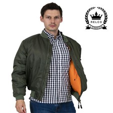 Men's Olive Green MA1 Pilot Flight Jacket Skinhead Ska Doorman Bomber Jacket 