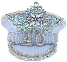 Womens 40th Birthday Rhinestone Hat Party 40 Girls Captains Hat Festival Wedding