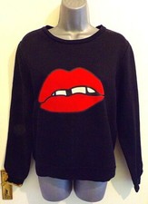 AMERICAN RETRO hot red lips kiss TOP/ JUMPER/ SWEATER UK 8 Rolling Stones 