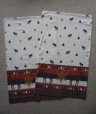 2 Christmas Trees, Snowflakes & Reindeers Brushed Cotton Flannelette Pillowcases