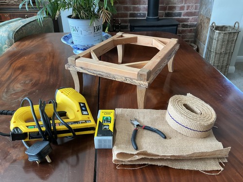 Upholstery project footstool - project,