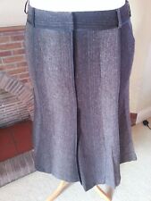 BROWN MIX WOOL BLEND SATIN TRIM PANEL SKIRT PER UNA M&S SIZE 18 REG  