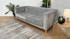 Sofology Fluted Isla Fabric 3 Seater in Velluto Silver