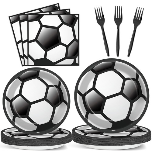 Serves soccer party - soccer, plates