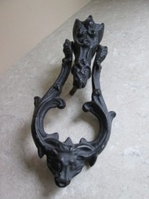 VICTORIAN LARGE CAST IRON DOOR KNOCKER - BULL HEAD C.1880  KENRICK ?