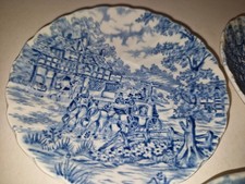 Myott, Staffordshire, Vintage, Blue & White, Coaching Days, Small Plate, Saucer