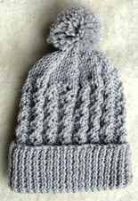 New Hand Knitted Baby Boy Bobble Hat - up to 3 months