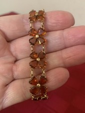 Vintage H. Stern 18K Yellow Gold Citrine Stones Flower Link Bracelet