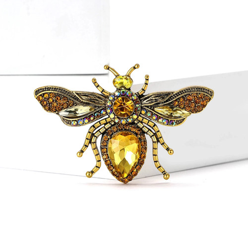Vintage rhinestone bee - vintage, brooch