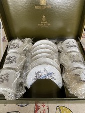 Set of 6 Vintage Royal Worcester Bone China Coffee Cups & Saucers,  New Boxed 