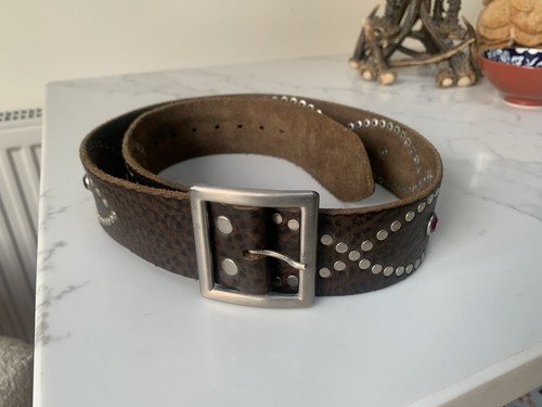 Brown leather silver rivet - brown,