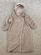 Vertbaudet  - Grey Puppy Motif, Fleecy, Hooded, Pram Suit - Age 3m/45-60cm