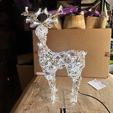 Vintage Crystal Standing Reindeer Light Christmas Outdoor White Wire Figure 60cm