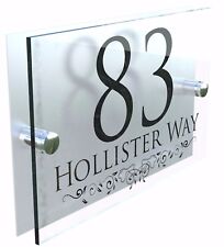 Decorative House Number Plaque Glass Effect Acrylic Sign Door Plate Name Wall