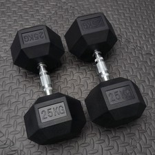 HEX Rubber Dumbbells Weights 2.5kg to 30kg Dumbbells Set Pair Cast Iron ENCASED