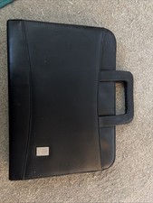 Black Real Leather A4 Zip