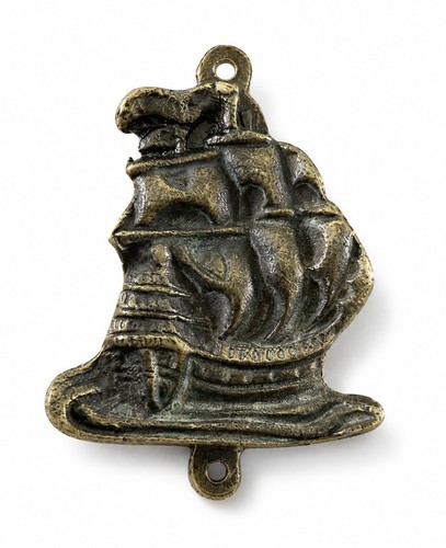 Small antique brass galleon - small,