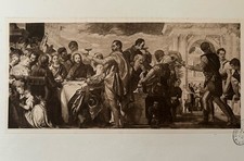 Antique Sepia Print c1901 – Veronese’s Marriage at Cana Biblical Masterwork