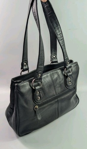 Clarks black leather handbag - black,