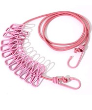 1Pcs Portable Drying Rack Retractable Clothes Rope  Laundry Dryer Pink