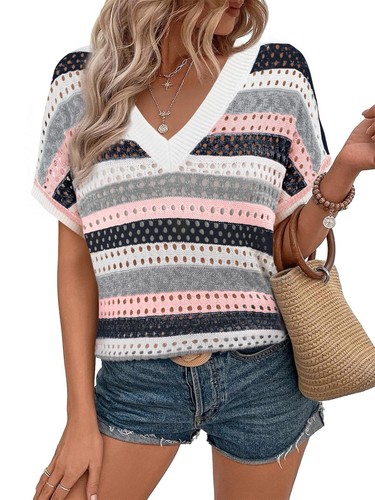 Ladies short sleeve crochet - short,