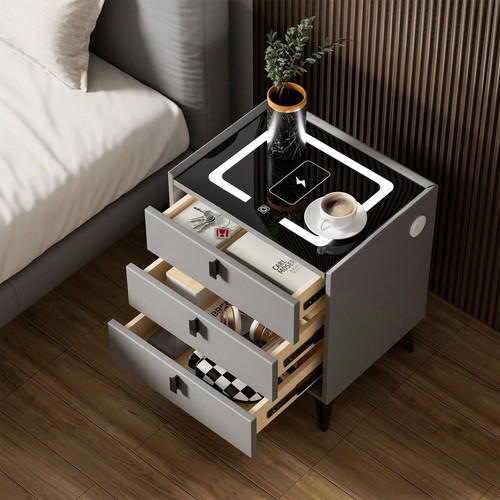 Led nightstand with wireless - with,