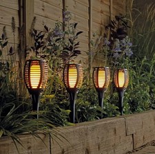 Flickering Flame Effect Torch 4 Pack Solar Outdoor Garden Lights