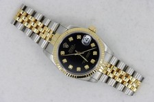 Rolex Midsize Datejust 68273 Black Diamond Dial 31mm Jubilee Band Circa 1991