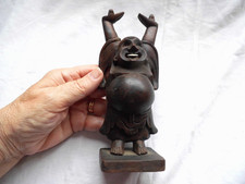Buddha Statue wooden Figure Ornament Vintage Great Fun item 17cm 6.5" tall