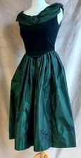 Vivien Smith York Velvet Tafetta Prom Party Dress Black Green Ball Gown Small R1