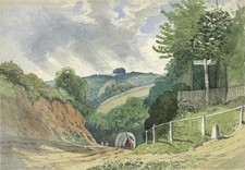 Louisa Catherine Paris (1811-1875) Watercolour Painting Near Betchworth Surrey