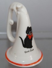 WWI WILLOW ART CHINA GOOD LUCK LUCKY BLACK CAT MILITARY BUGLE