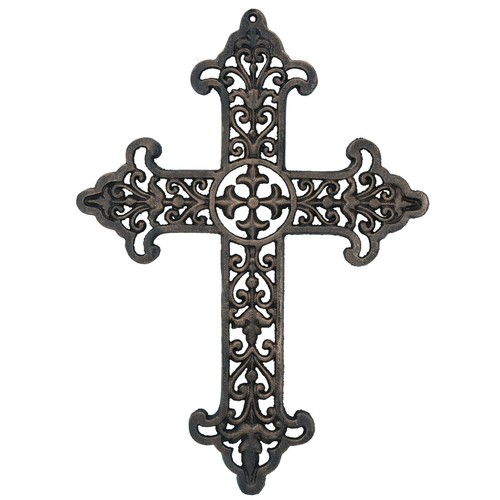 Metal cross sign plaque cast - cross,